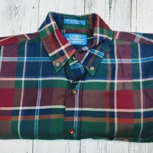 PENDLETON LOBO Wool Flannel Plaid Shirt Made in USA Men's Medium Long Sleeve EUC